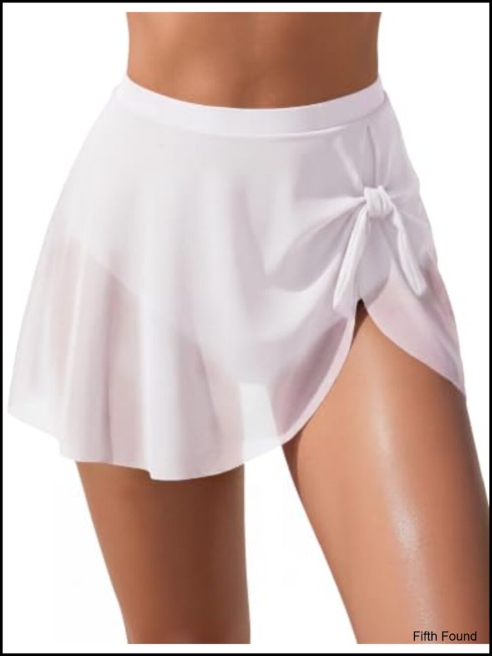 Blooming Jelly High Waisted Mesh Swim Skirt Tie Knot Bottoms with Built-in